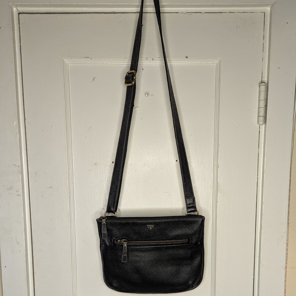 Fossil Black Leather Crossbody Bag